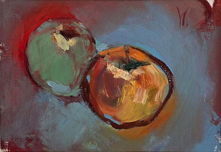 Zwei Äpfel 绘画, 7.9x11.4 in