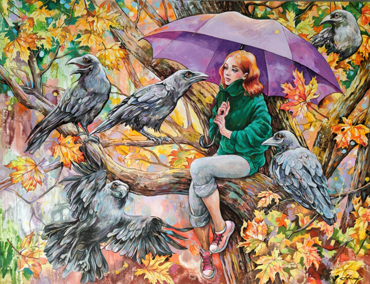 Private conversation 绘画, 27.6x35.4 in