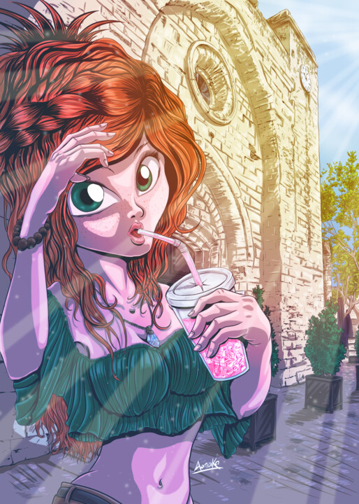 Cœur de Sel - Gaïane devant Notre Dame des Sablons 数字艺术