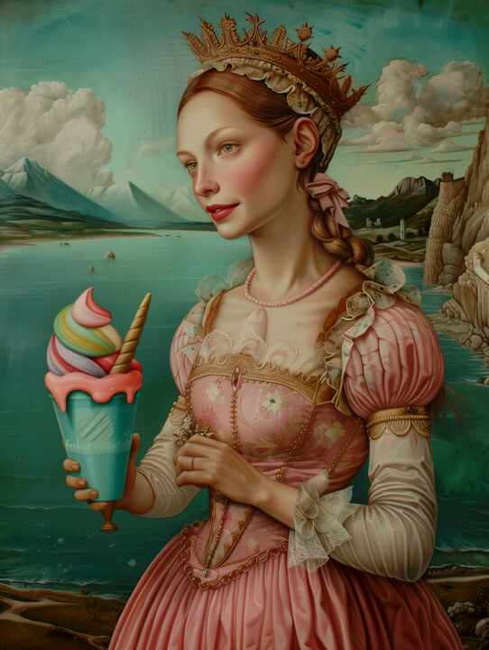 Ice cream gourmet lady pop antique painting 数字艺术