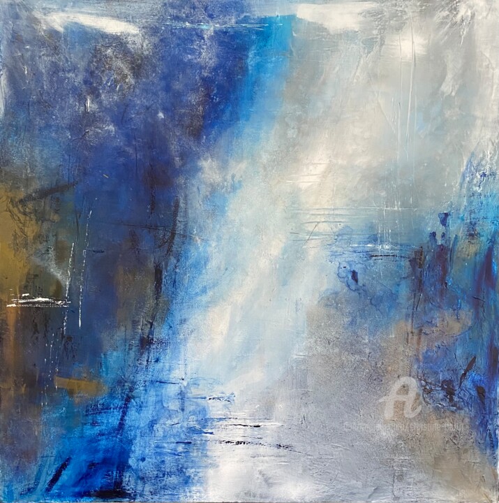 Cascade blanche 绘画, 39.4x39.4 in