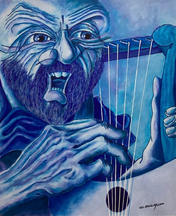 BARDE BLEU 绘画, 21.7x17.9 in