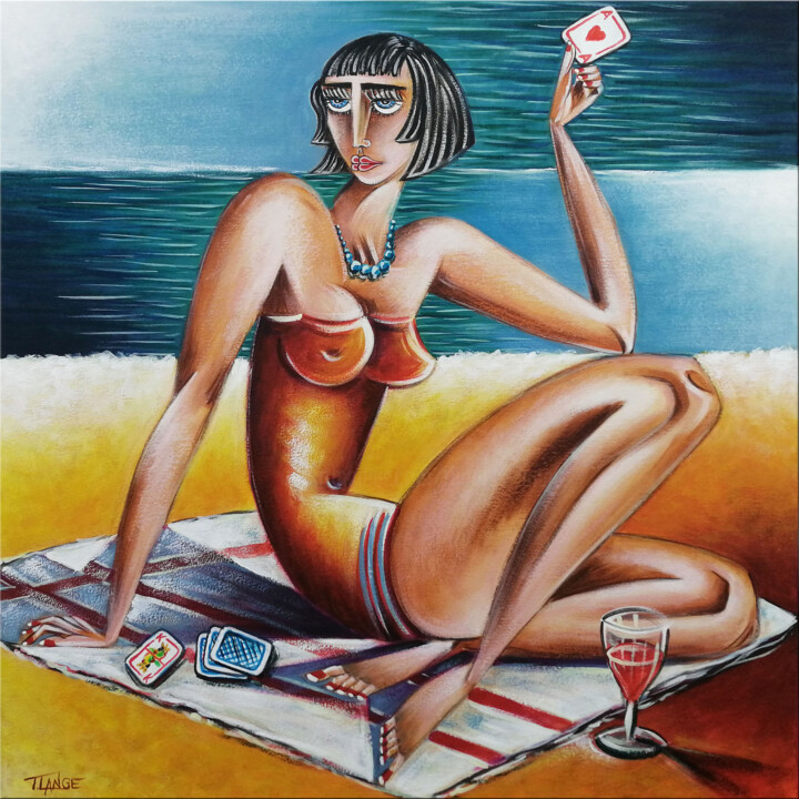 Woman Chillout #M256 绘画, 19.7x19.7 in
