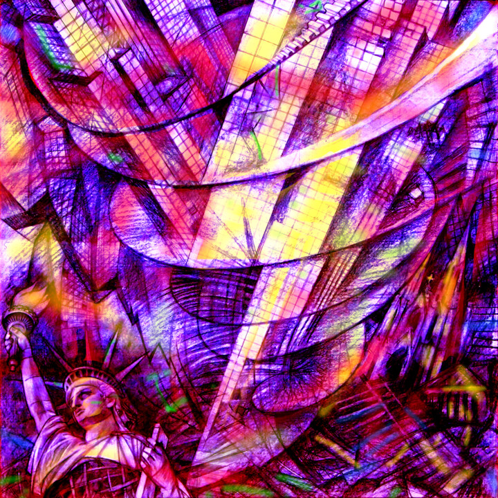 "Спирали деструкции. Манхэттен" - правая часть диптиха. 绘画, 7.9x7.9 in