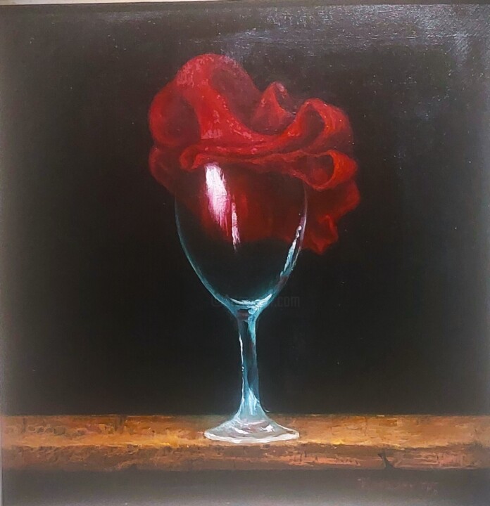 Painting titled "glass" by Panos Kotsomytis, Original Artwork, Oil
