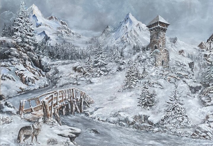 Malerei mit dem Titel "Le gardien de l'anc…" von Jacques Moncho (Art d'antan), Original-Kunstwerk, Öl Auf Keilrahmen aus Hol…