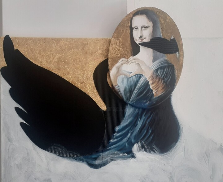Mona et le Cygne 绘画, 31.5x35.4 in