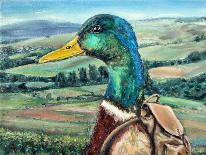 Mallard Duck - bird art 绘画, 11.8x15.8 in
