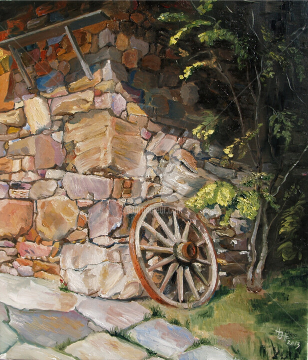 Das alte Wagenrad 绘画, 27.6x23.6 in