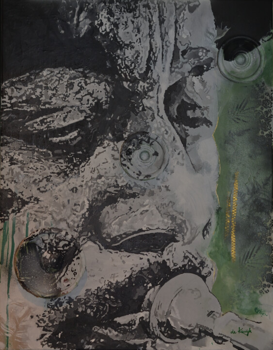 Painting titled "Jungle Blues" by Monique De Kruijk, Original Artwork, Acrylic