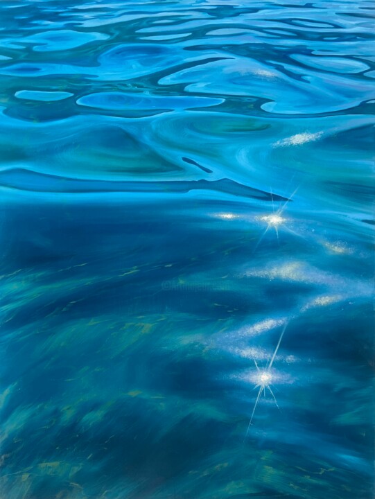 Malarstwo zatytułowany „Translucent seas” autorstwa Valeria Ocean, Oryginalna praca, Olej Zamontowany na Drewniana rama noszy