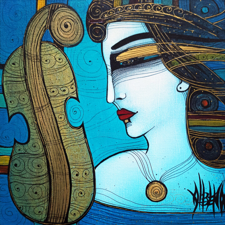 Peinture intitulée "La muse 1" par Albena Vatcheva, Œuvre d'art originale, Huile Monté sur Châssis en bois
