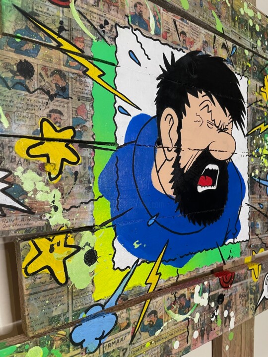 Tableau Pop Art Capitaine Haddock 绘画, 27.6x22.8 in