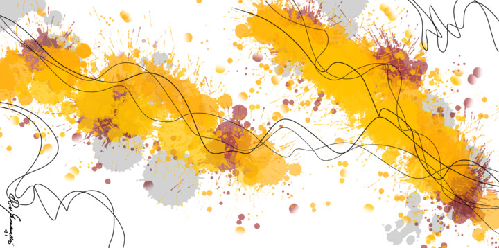 数字艺术 标题为“Abstrato Amarelo” 由Dudu Fernandes, 原创艺术品, 数字油画