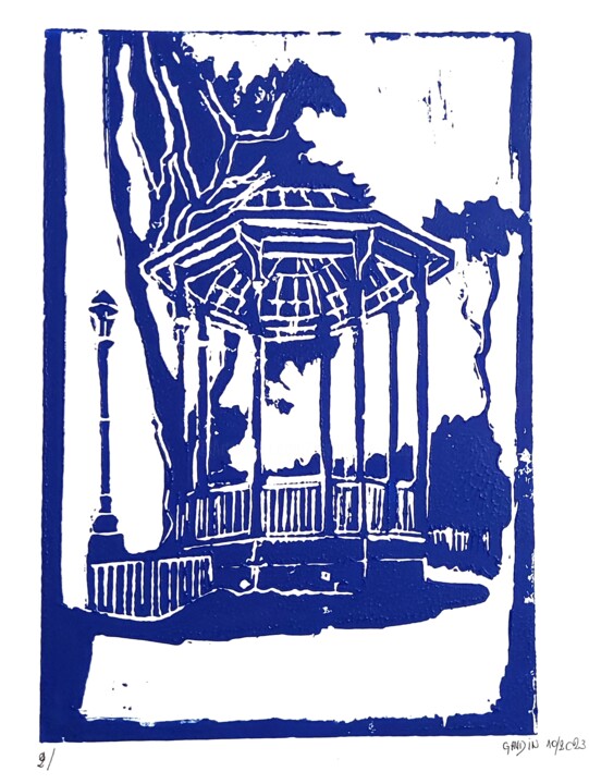 Le kiosque du square Printmaking, 11.8x7.9 in