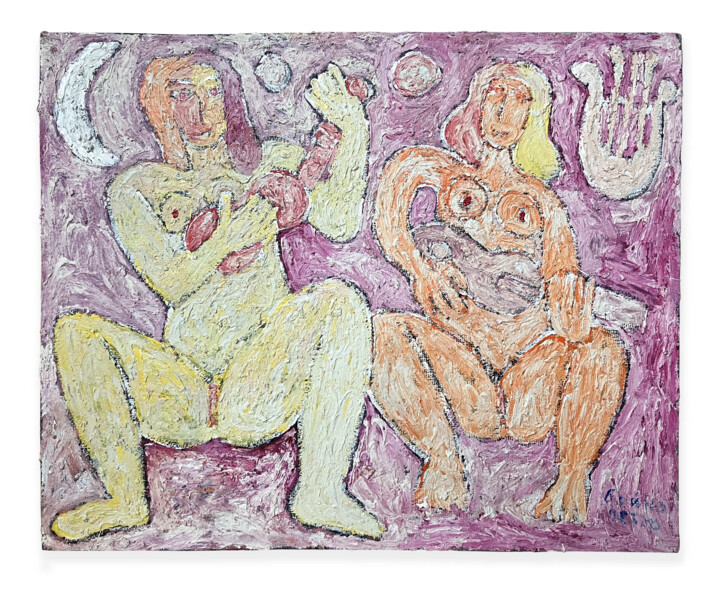 Duo, girls nude 绘画, 26.8x31.5 in