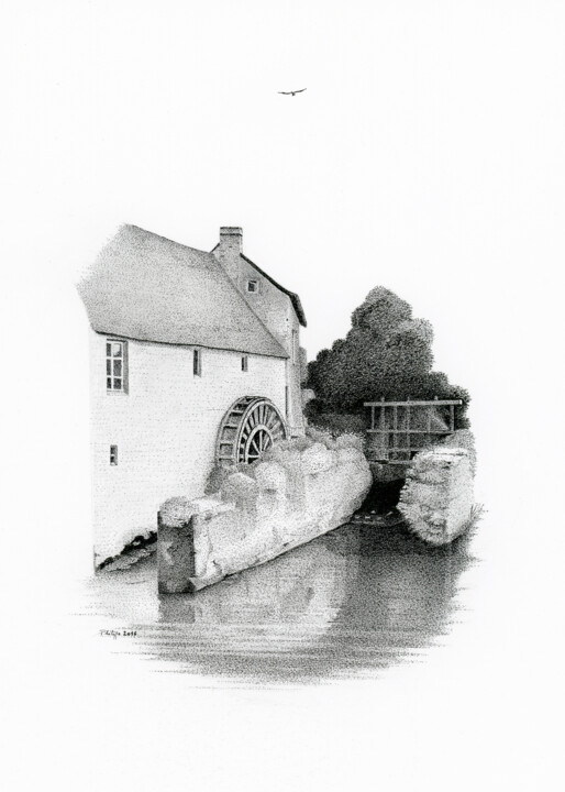 MOULIN DE BAYEUX Drawing, 11.7x8.3 in
