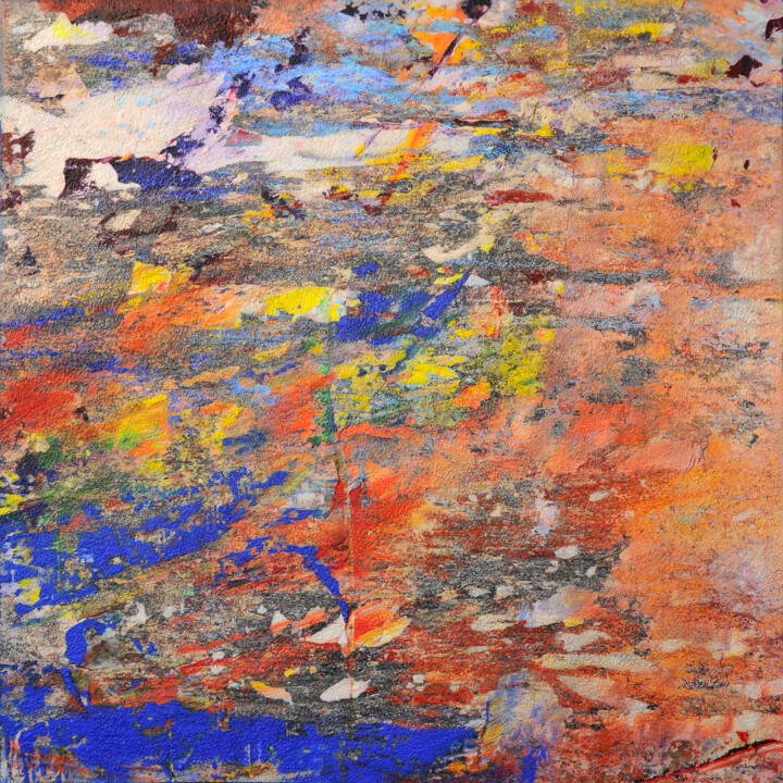 「Azurite」というタイトルの絵画 Karin Vermeerによって, オリジナルのアートワーク, オイル アルミニウムにマウント