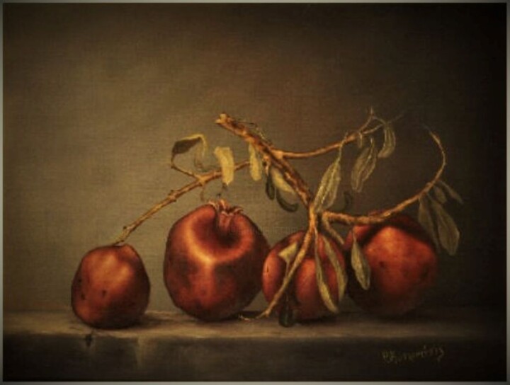 Painting titled "grenade 3" by Panos Kotsomytis, Original Artwork, Oil