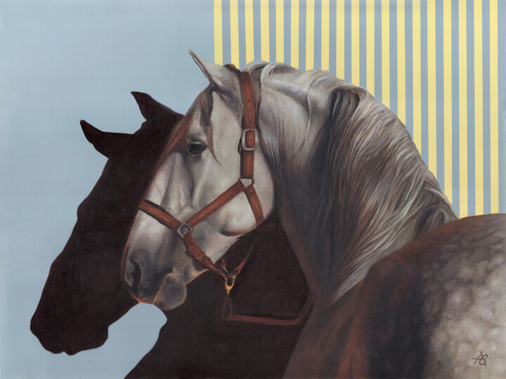 Gray horse Schilderij, 24x32 in