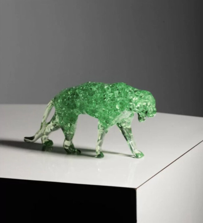 Panther Bubble (Green Edition) Sculpture, 3.5x7.9 in