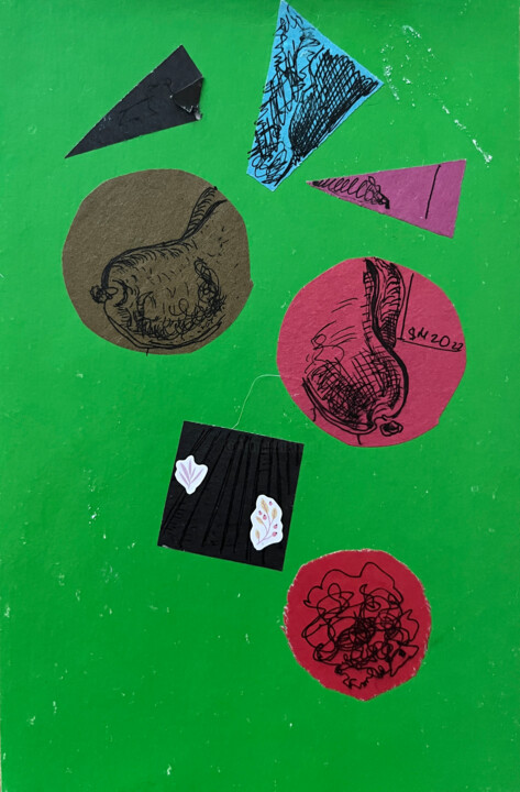 Collages intitulée "3hn, / Chessboard -…" par Leni Smoragdova, Œuvre d'art originale, Collages