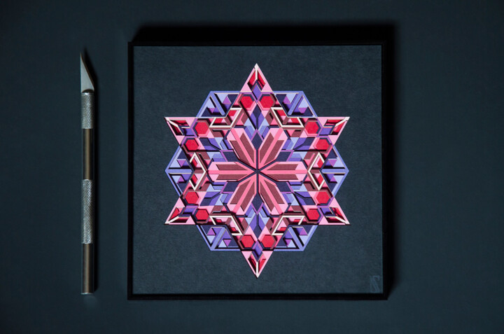 AMETHYST - Crystal Paper Cut Art 雕塑, 6.9x6.9 in
