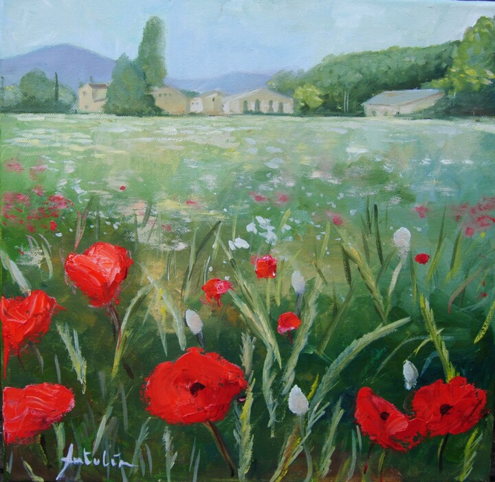 Painting titled "primavera y sus ama…" by Carlos Antolin, Original Artwork, Oil