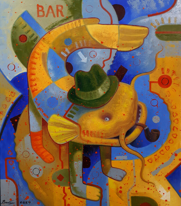 Mr. Goonch leaves the bar 绘画, 31.5x27.6 in