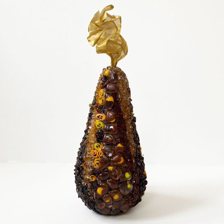 Brown Pear 雕塑, 13x5.9 in