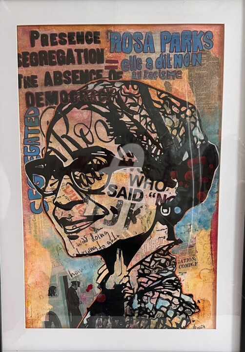 Collages intitulée "Rosa Parks" par Annie Predal, Œuvre d'art originale, Collages