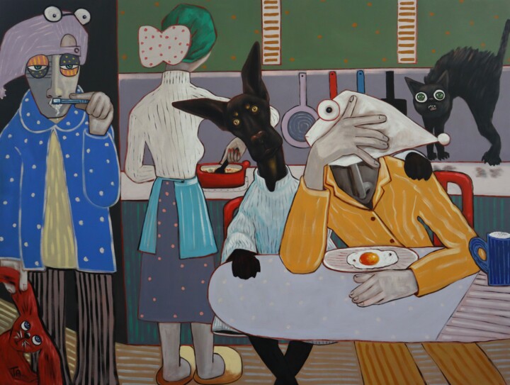 Painting titled "I don't like Mondays" by Ta Byrne, Original Artwork, Oil