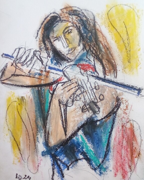 La violoniste 图画, 12.6x9.5 in
