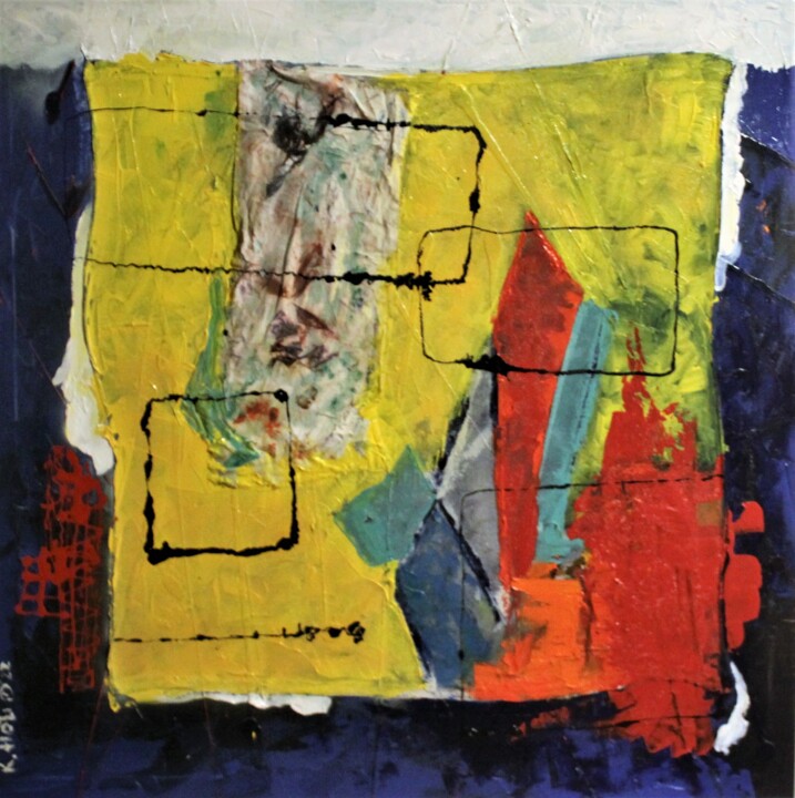 Painting titled "Waiting" by Kaltrina Hoti, Original Artwork, Acrylic Mounted on Wood Stretcher frame