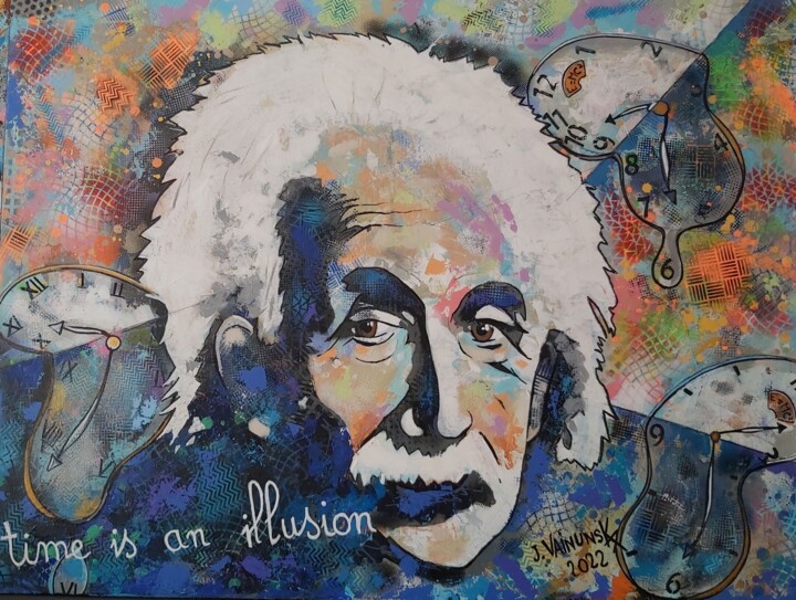 EINSTEIN & DALI, Time is an illusion 绘画, 35.4x47.2 in