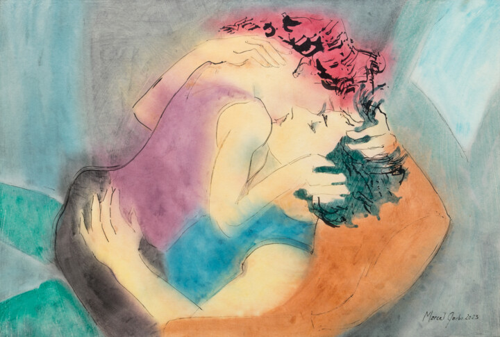 绘画 标题为“Deep down a stream…” 由Marcel Garbi, 原创艺术品, 水彩