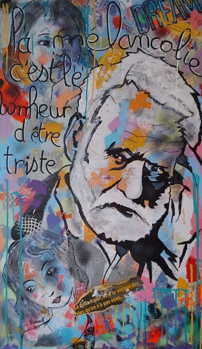 VICTOR HUGO, La melancolie... 绘画, 48.8x28.4 in