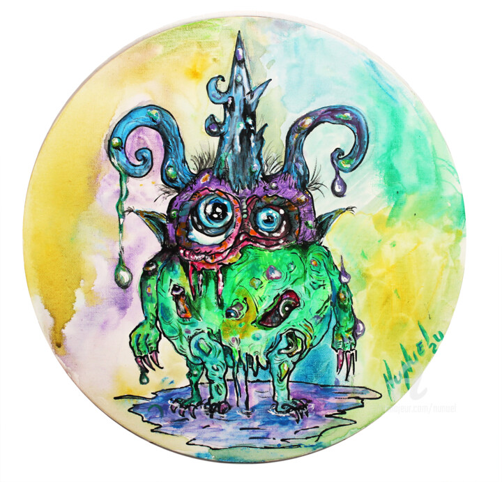 Painting titled "Monster number three" by Nunuel, Original Artwork, Acrylic