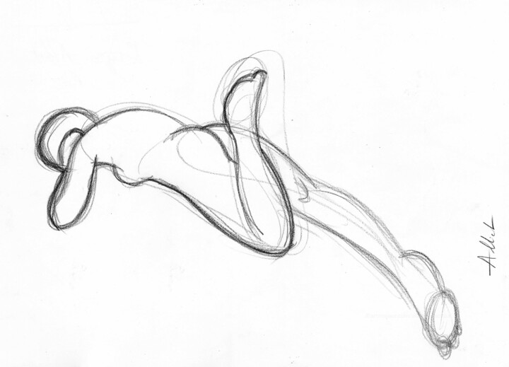 Nu couché-A-0012 图画, 11.7x16.5 in