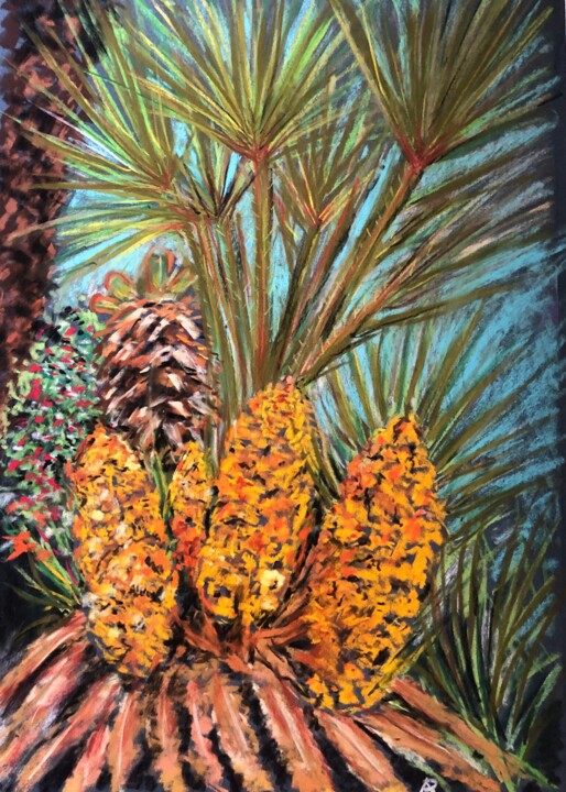 Dans la palmeraie. Drawing, 19.7x13.8 in
