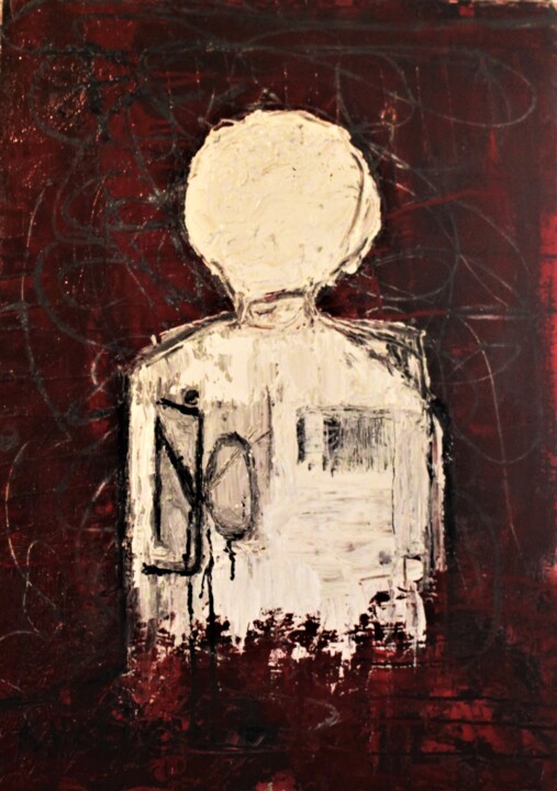 Painting titled "No" by Kaltrina Hoti, Original Artwork, Acrylic Mounted on Wood Stretcher frame