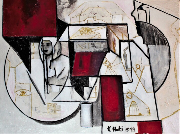 Painting titled "Time and space" by Kaltrina Hoti, Original Artwork, Acrylic