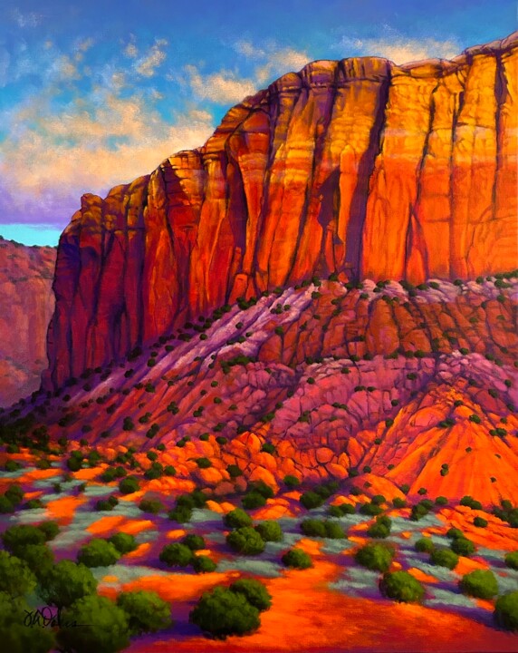 Peinture intitulée "Mesa Cliffs" par Joe A. Oakes, Œuvre d'art originale, Acrylique Monté sur Châssis en bois