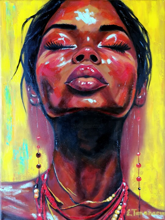 Women portrait. Beautiful woman. Oil on canvas. Woman desert 绘画, 15.8x11.8 in
