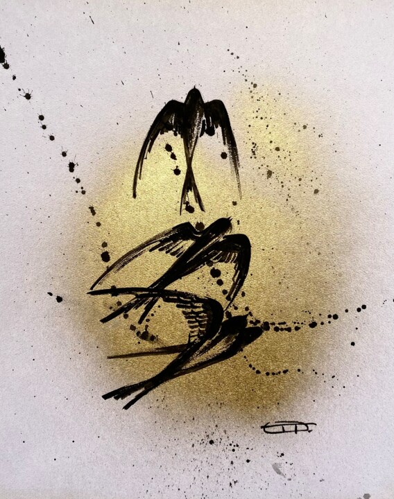 Swallows #1 Graphic on paper 绘画, 12x10 in