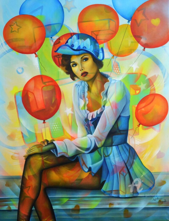 Peinture intitulée "Be happy" par Jeannette Guichard-Bunel, Œuvre d'art originale, Huile