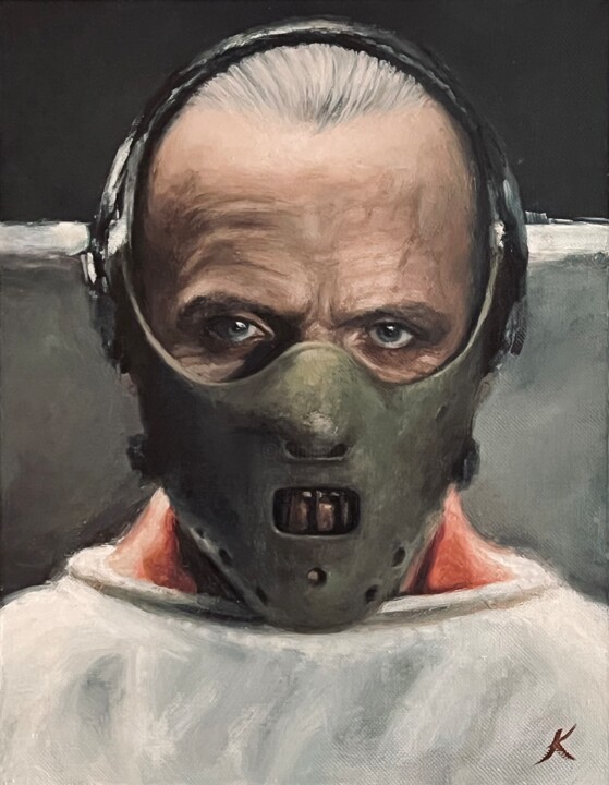 Painting titled "Hannibal Lecter" by Kamila X, Original Artwork, Oil