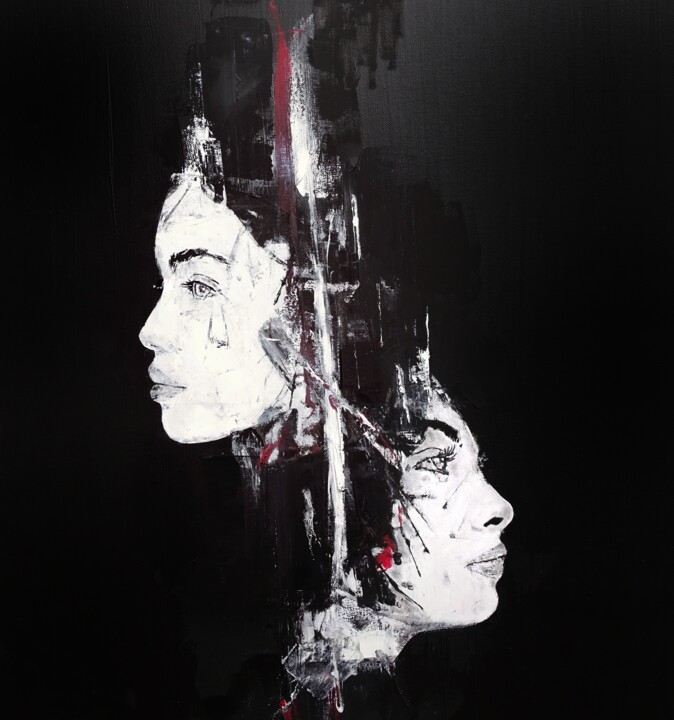 Painting titled "Dualité - nicolas-c…" by Nicolas Couchet, Original Artwork, Oil