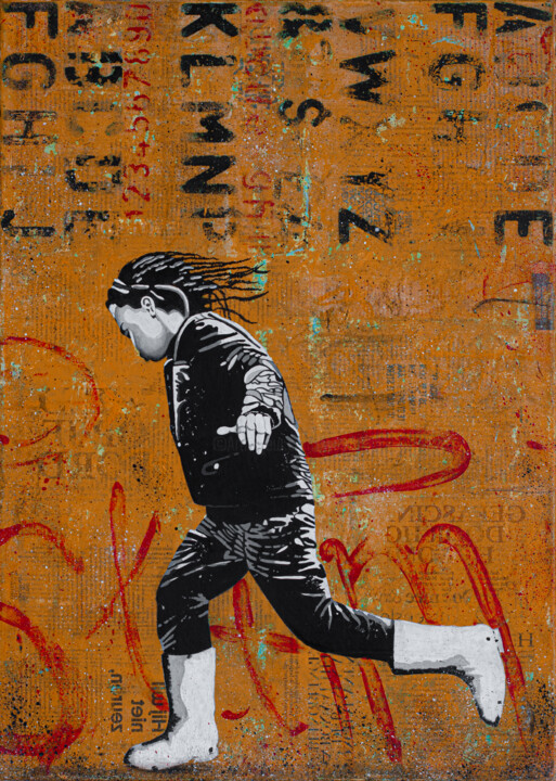 Painting titled "TOM THUMB II" by Db Waterman, Original Artwork, Acrylic Mounted on Wood Stretcher frame