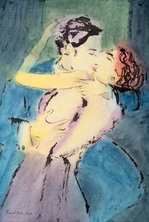 Dissolving in a kiss 绘画, 27.6x18.5 in